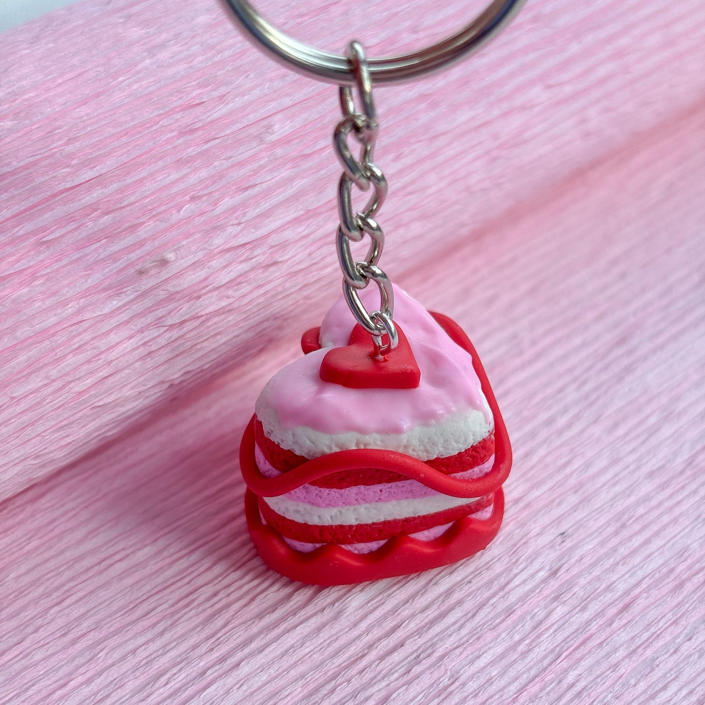 Crimson Swirl Cake Keychain