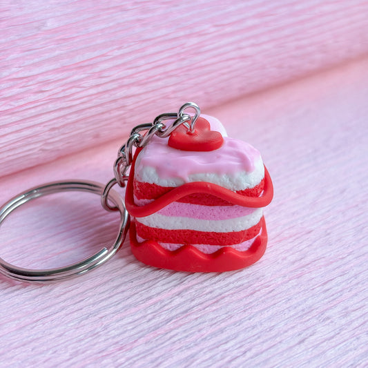 Crimson Swirl Cake Keychain