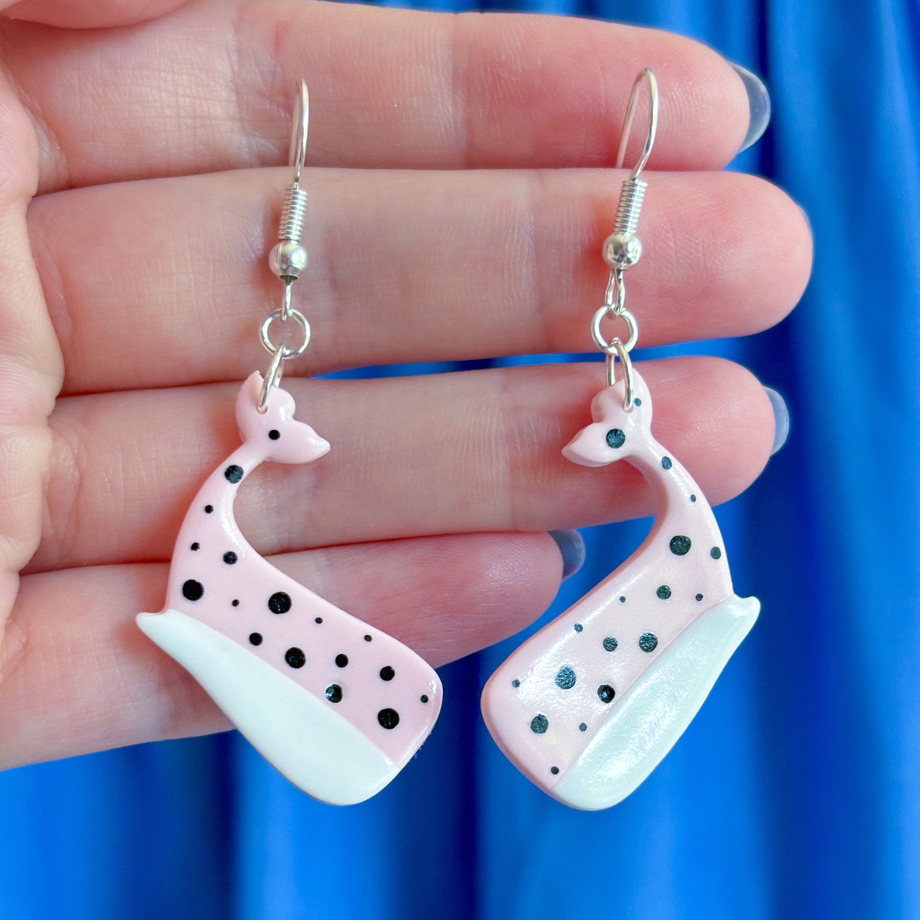 Pink Whale Earrings