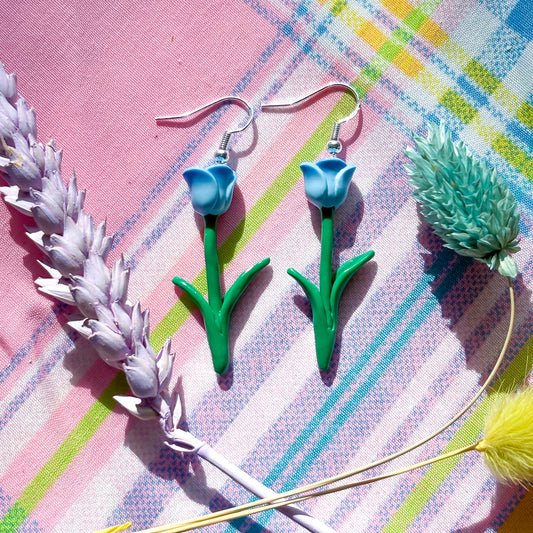 Blue Rose Earrings