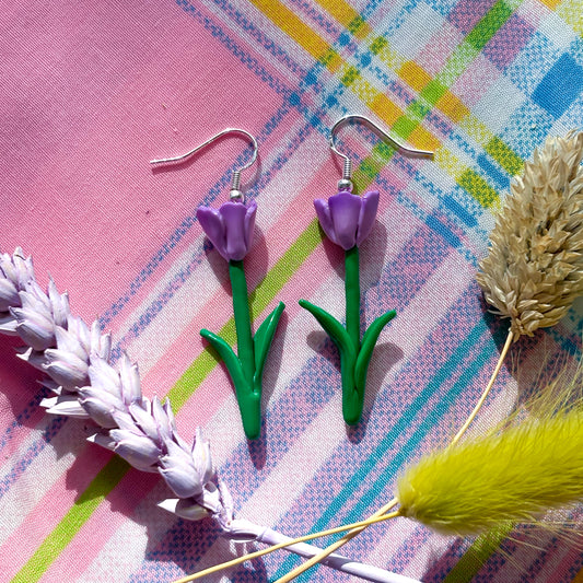 Purple Tulip Earrings