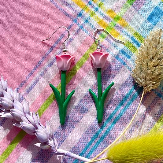 Pink Rose Earrings