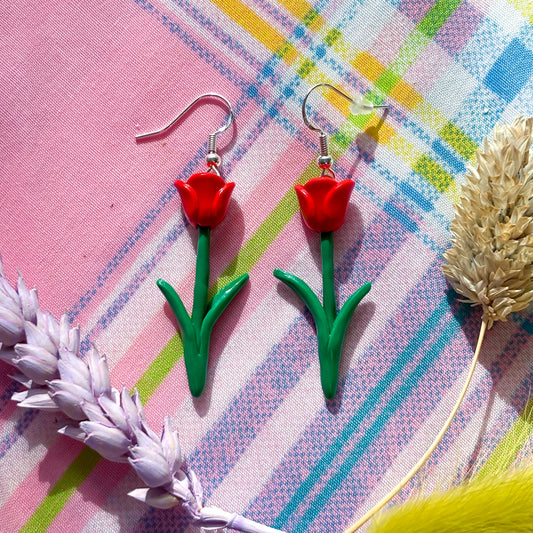 Red Rose Earrings