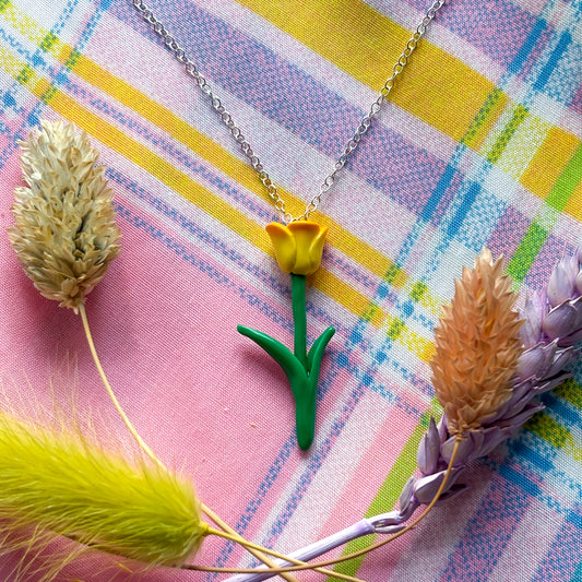 Yellow - Orange Rose Necklace