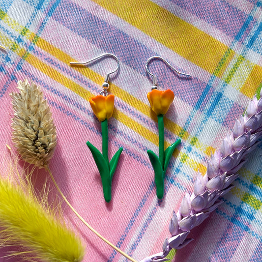 Yellow - Orange Tulip Earrings