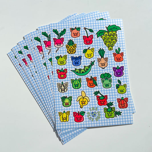 Produce Pigs A5 Sticker Sheet